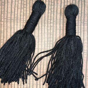 Crochet Earrings Black 7.5 Long